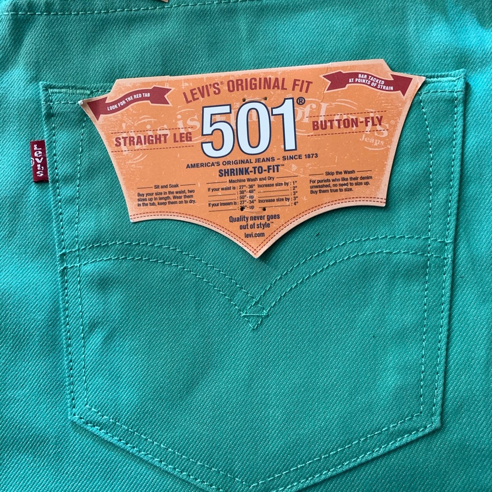 Levi’s 501 Green  Button Fly Jeans SZ 33 x 30 - Picture 5 of 8